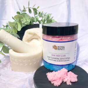 Product jar with smear of product on black disc